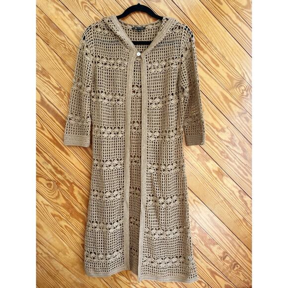 Y2K 90s Crochet Knit Cardigan Duster - Picture 1 of 5